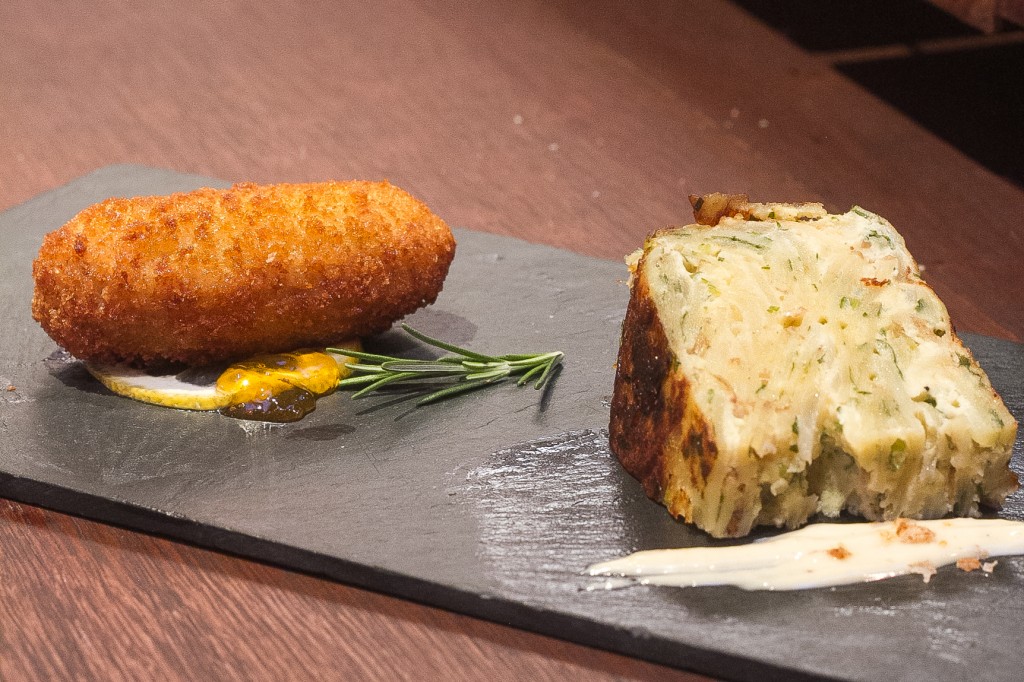 Tortilhas de batata com creme cheese e Croqueta de Ramo¦ün Torero 1024x682 - Tapas Week